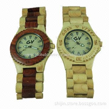 all wood watches, natural wood case and band, Japan quartz watch
